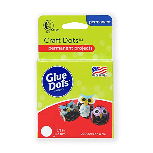 Glue Dots, Clear, Double-Sided Craft Dots, 1/2, Roll of 200 (08165E)