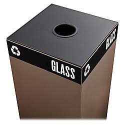 safco products 2988bl public square recycling receptacle lid, round cutout for cans and glass (base sold separately), black
