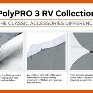 Classic Accessories Over Drive PolyPRO 3 Deluxe Class C RV Cover, Fits 29' - 32' RVs, Model 5, Air Vents, Water-Repellant Top Panel, Durable, Breathable, Resists Tears and Rips, Grey/White
