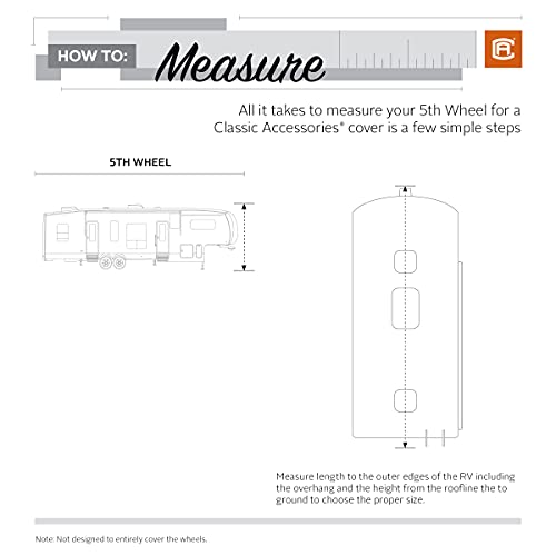 Classic Accessories Over Drive PolyPRO3 Deluxe 5th Wheel Cover or Toy Hauler Cover, Fits 23' - 26' RVs, Universal Camper Cover, Grey/Snow White