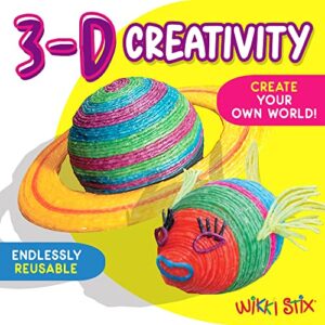 Sensory Fidget Toy, Arts and Crafts for Kids, Non-Toxic, Waxed Yarn, 8 inch, Reusable Molding and Sculpting Sticks, American Made by Wikki Stix,Neon Colors, 48 pack