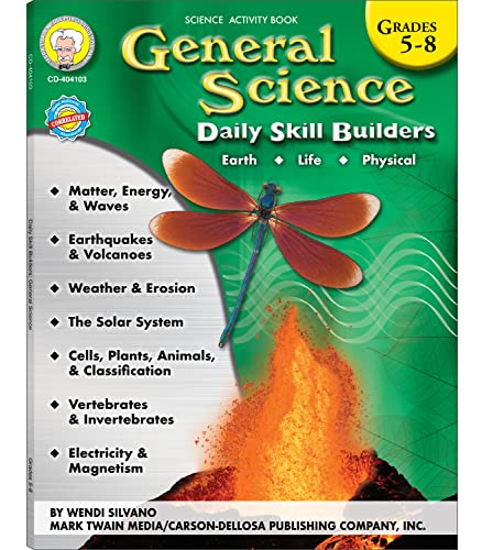 Mark Twain General Science Activity Book, Science for Kids Grades 5-8, Physical, Life, and Earth Science Books, 5th Grade Workbooks and Up, Classroom or Homeschool Curriculum (Daily Skill Builders)