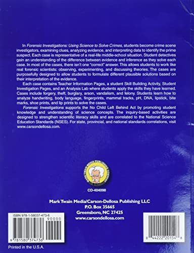 Mark Twain Forensic Investigations Workbook, Using Science to Solve High Crimes Middle School Books, Critical Thinking for Kids, DNA and Handwriting Analysis Labs, Classroom or Homeschool Curriculum