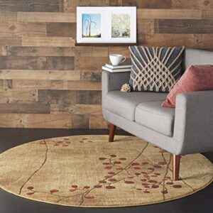 nourison somerset rustic latte 5’6″ x round area-rug, easy-cleaning, non shedding, bed room, living room, dining room, kitchen (6 round)