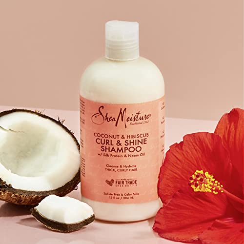 SheaMoisture Shampoo Curl and Shine for Curly Hair Coconut and Hibiscus Paraben Free Shampoo 13 oz