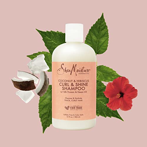 SheaMoisture Shampoo Curl and Shine for Curly Hair Coconut and Hibiscus Paraben Free Shampoo 13 oz