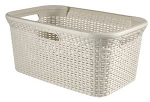 curver 708 off white faux rattan laundry & washing basket 45l