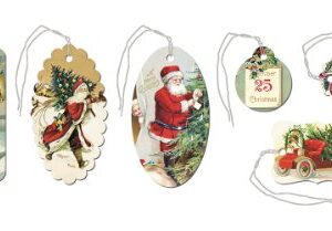 Cavallini Glitter Gift Tags Christmas Cheer, 36 Assorted Gift Tags