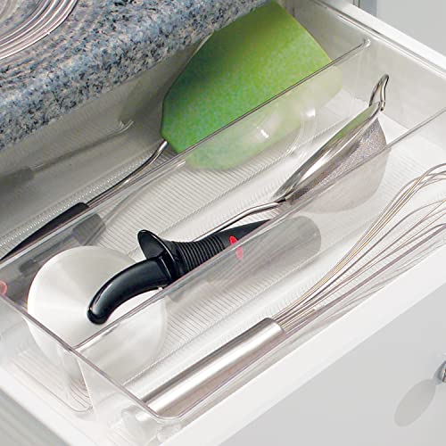 iDesign Linus Kitchen Drawer Organizer for Silverware, Spatulas, Gadgets - Clear 13.8" x 10.5" x 3"