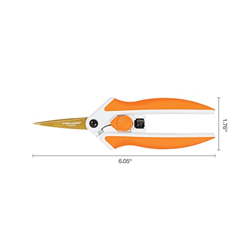 Fiskars Scissors 190520-1001 Titanium Micro-Tip Easy Action Scissors, 6 Inch, Orange