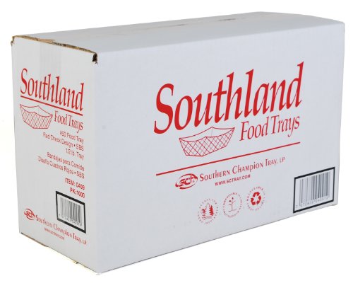 Southern Champion Tray 0409 #50 Southland Paperboard Food Tray, 1/2 lb Capacity, Red Check (Case of 1000)