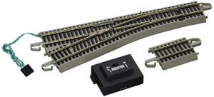 bachmann trains – snap-fit e-z track #4 turnout – left (1/card) – nickel silver rail with gray roadbed – ho scale