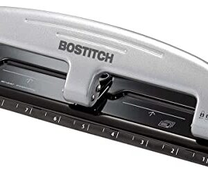 Bostitch Office Three-Hole Punch, Silver/Black (2101), 12 Sheet Black