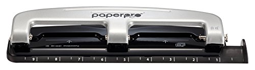 Bostitch Office Three-Hole Punch, Silver/Black (2101), 12 Sheet Black