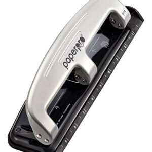 Bostitch Office Three-Hole Punch, Silver/Black (2101), 12 Sheet Black