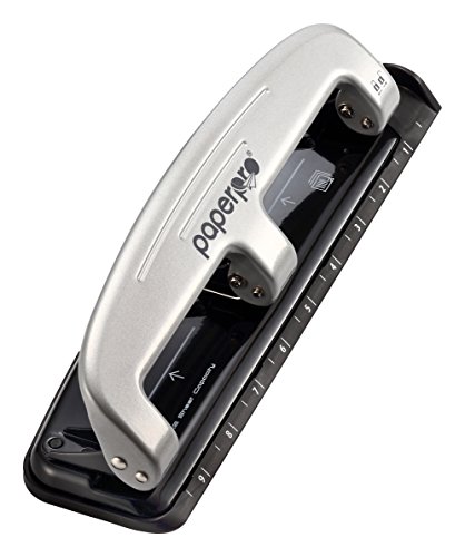 Bostitch Office Three-Hole Punch, Silver/Black (2101), 12 Sheet Black