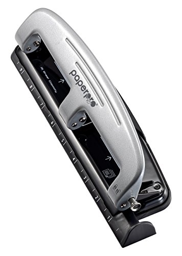 Bostitch Office Three-Hole Punch, Silver/Black (2101), 12 Sheet Black