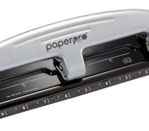 Bostitch Office Three-Hole Punch, Silver/Black (2101), 12 Sheet Black