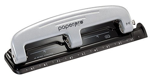 Bostitch Office Three-Hole Punch, Silver/Black (2101), 12 Sheet Black