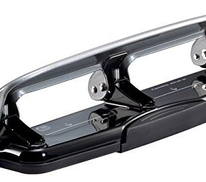 Bostitch Office Three-Hole Punch, Silver/Black (2101), 12 Sheet Black