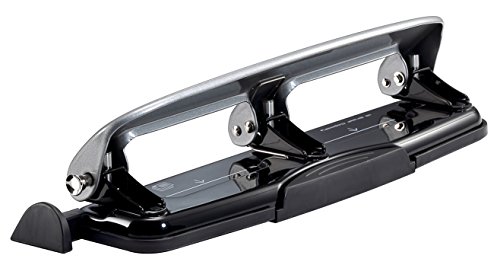 Bostitch Office Three-Hole Punch, Silver/Black (2101), 12 Sheet Black