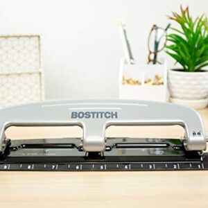 Bostitch Office Three-Hole Punch, Silver/Black (2101), 12 Sheet Black