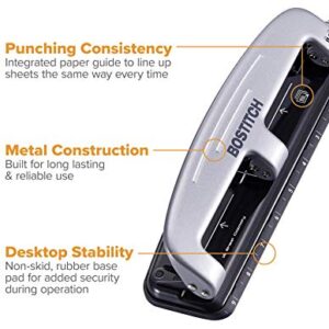 Bostitch Office Three-Hole Punch, Silver/Black (2101), 12 Sheet Black