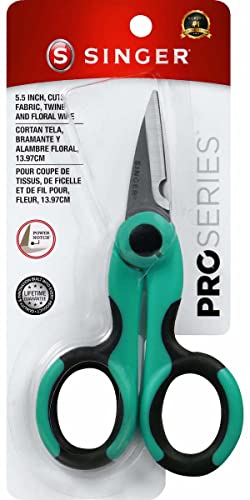 SINGER 00558 5-1/2-Inch ProSeries Heavy Duty Scissors with Power Notch , Teal