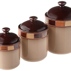 Gibson Elite Estebana Casa Dinnerware, 3-Piece Cannister Set, Beige/Brown