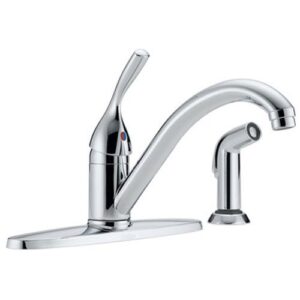 delta faucet classic single-handle kitchen sink faucet with side sprayer in matching finish, chrome 400-dst