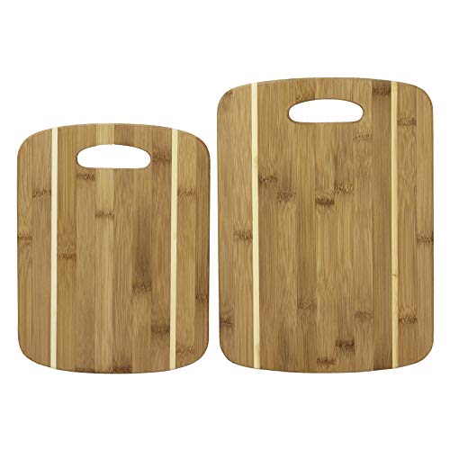 Totally Bamboo Two-Piece Striped Bamboo Cutting Board Set, 13" x 9-1/2" and 11" x 8-1/2"