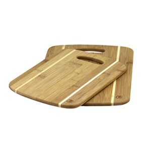 Totally Bamboo Two-Piece Striped Bamboo Cutting Board Set, 13" x 9-1/2" and 11" x 8-1/2"