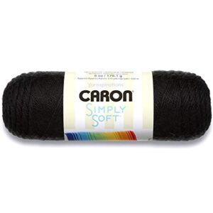 caron h970039727 simply soft solids yarn 100% acrylic – 6 oz – black – machine wash & dry