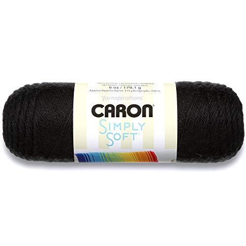 Caron H970039727 Simply Soft Solids Yarn 100% Acrylic - 6 oz - Black - Machine Wash & Dry