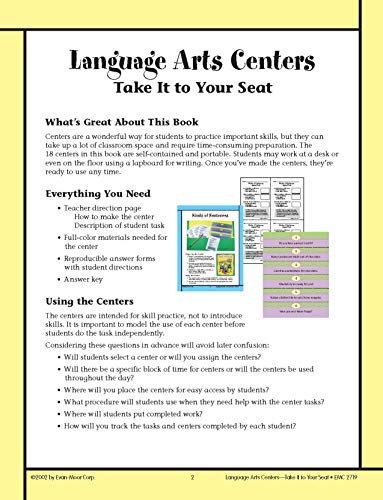 Take It to Your Seat Literacy Centers, Grades 4-6