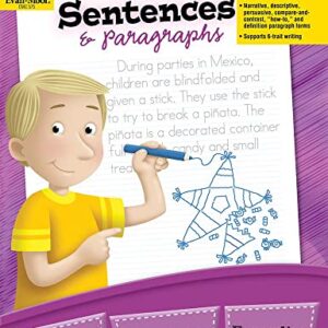 Evan-Moor Writing Fabulous Sentences & Paragraphs, Grades 4-6, Homeschool & Classroom Workbook, Activities, Main Ideas, Topic Sentences, Figurative Language, Descriptive Details, Writing Skills