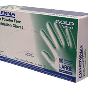 Adenna GLD266 Gold 6 mil Latex Powder Free Exam Gloves (White, Large) Box of 100