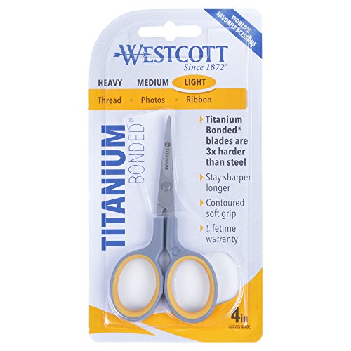 Westcott 4" Sewing Titanium-Bonded Embroidery Scissors, Curved (13865)