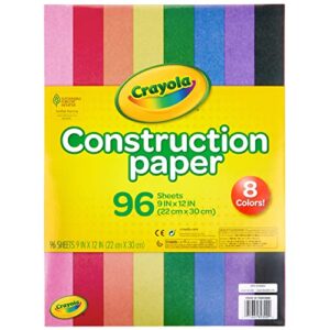 crayola construction paper 9″ x 12″, 8 classic colors (96 sheets), great for classrooms & school projects, colors may vary
