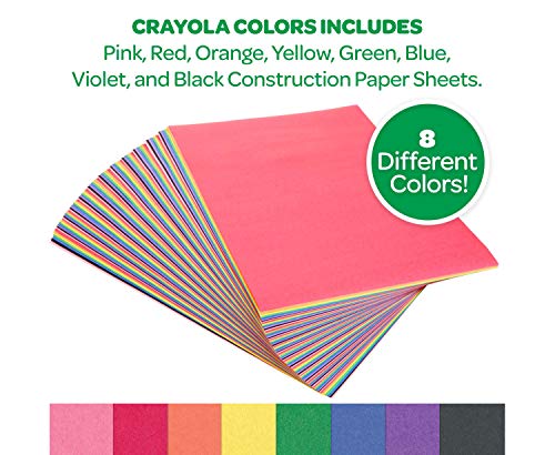 Crayola Construction Paper 9" x 12", 8 Classic Colors (96 Sheets), Great For Classrooms & School Projects, Colors May Vary