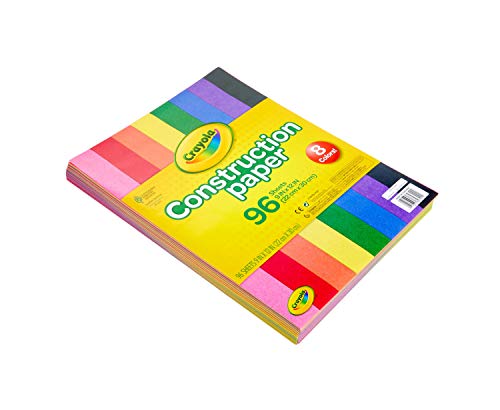 Crayola Construction Paper 9" x 12", 8 Classic Colors (96 Sheets), Great For Classrooms & School Projects, Colors May Vary