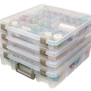 ArtBin 9002AB Super Satchel Thread Box, Portable Craft & Sewing Organizer with Thread Tray, [1] Plastic Storage Case, Clear