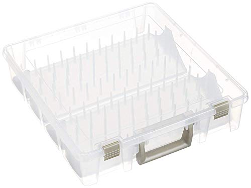 ArtBin 9002AB Super Satchel Thread Box, Portable Craft & Sewing Organizer with Thread Tray, [1] Plastic Storage Case, Clear