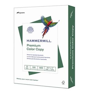 hammermill printer paper, premium color 32 lb copy paper, 8.5 x 11 – 1 ream (500 sheets) – 100 bright, made in the usa, 102630