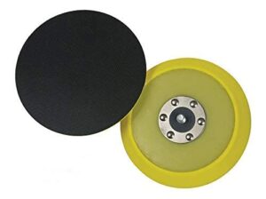 lake country dual-action backing plate, flexible plate with hook-and-loop fastener, 5 inch, black and yellow with inner steel construction
