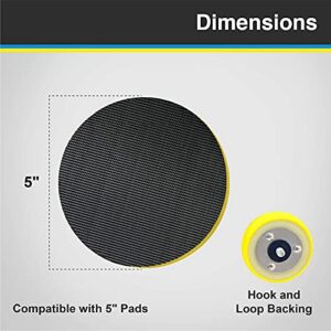 Lake Country Dual-Action Backing Plate, Flexible Plate with Hook-and-Loop Fastener, 5 Inch, Black and Yellow with Inner Steel Construction