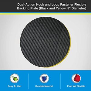 Lake Country Dual-Action Backing Plate, Flexible Plate with Hook-and-Loop Fastener, 5 Inch, Black and Yellow with Inner Steel Construction