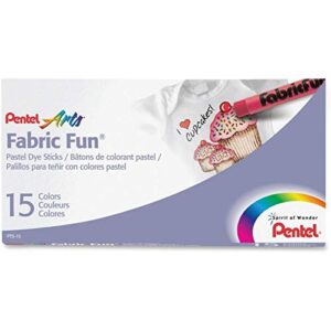 pentel arts fabric fun pastel dye sticks, 15 color set (pts-15)