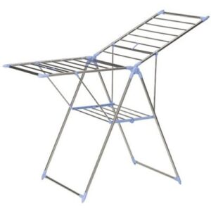 household essentials collapsible adjustable gullwing metal clothes drying rack, grey