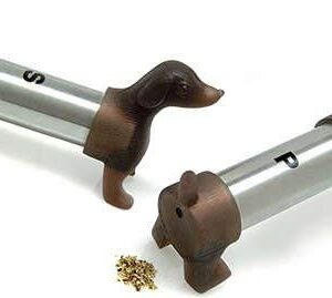 Kikkerland Dachshund Salt and Pepper Shakers, Brown/Silver